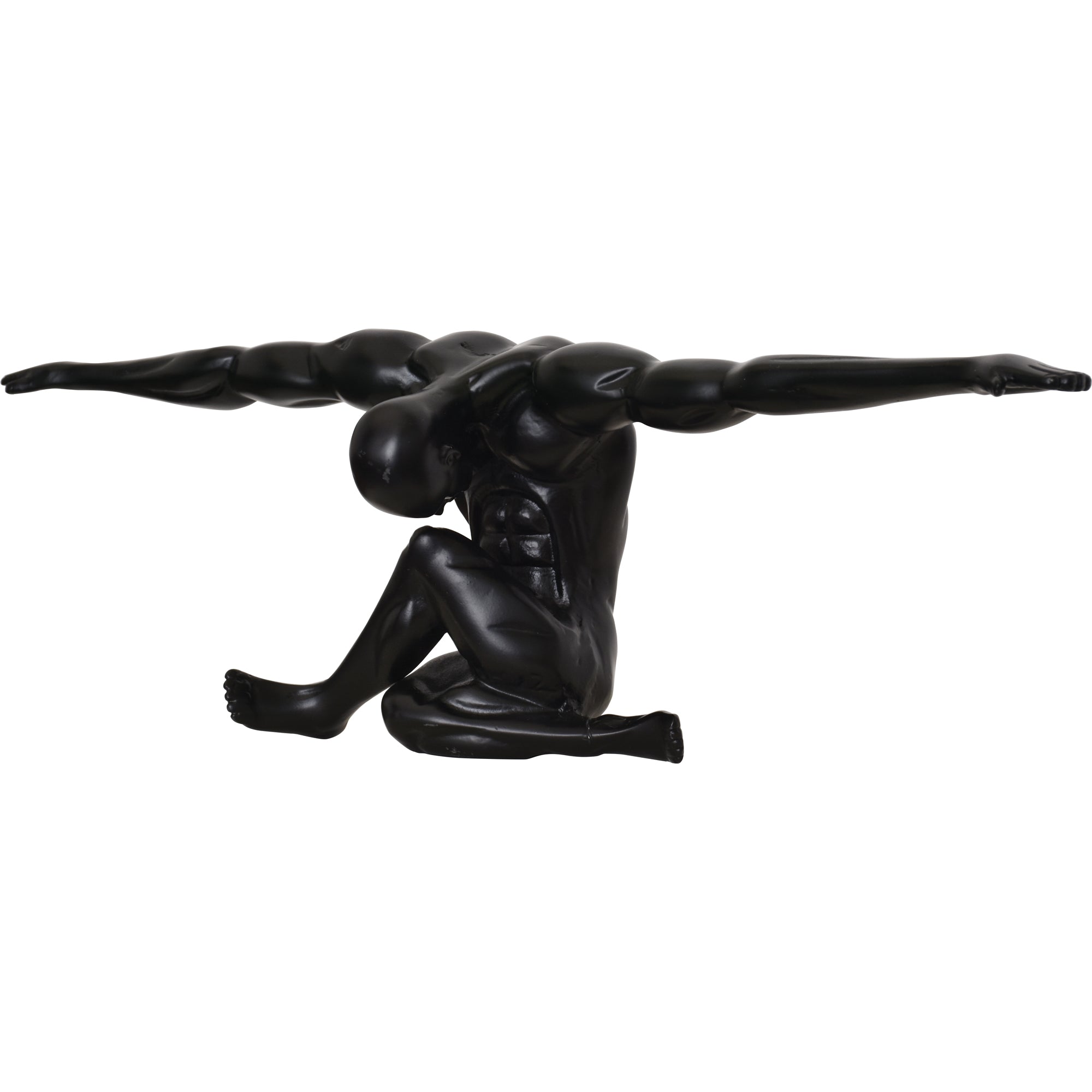 Mortal Statue by Renwil, black wall art depicting a muscular figure in a dynamic pose.