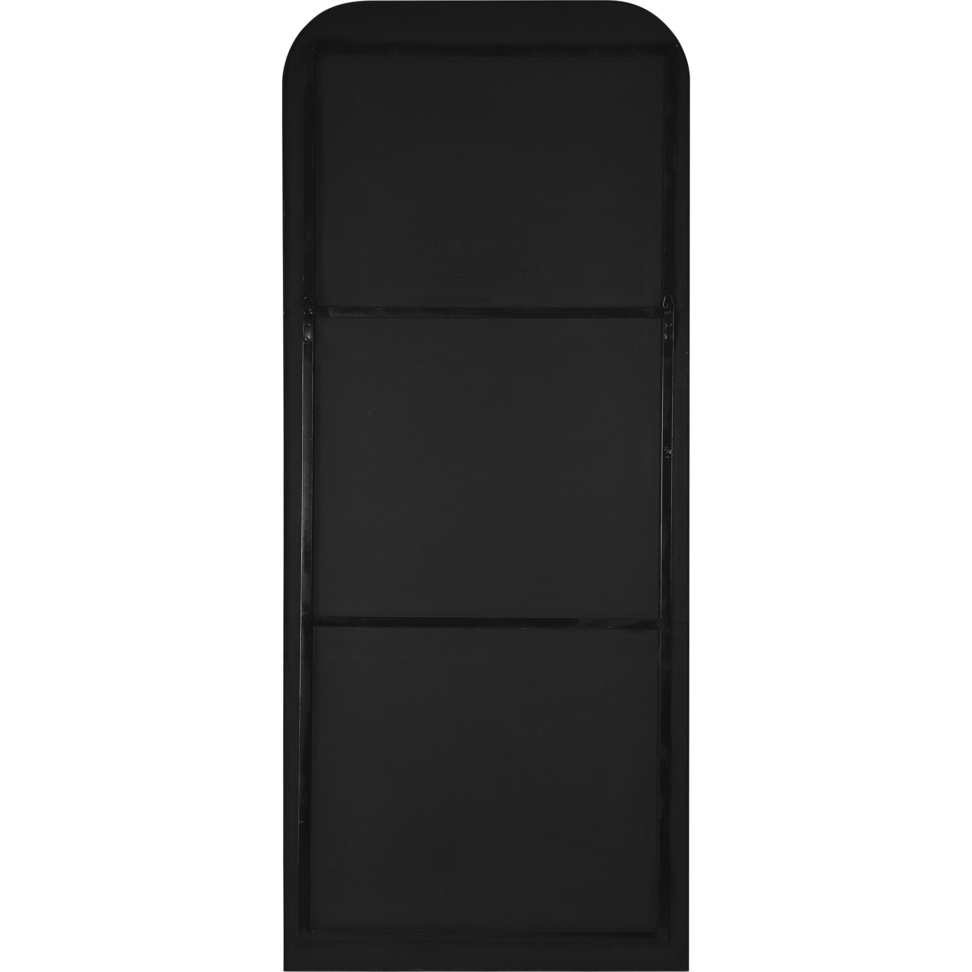 Mandret mirror by Renwil, back view, solid black finish, rounded top, no reflective surface.