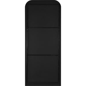 Mandret mirror by Renwil, back view, solid black finish, rounded top, no reflective surface.