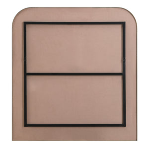 Back view of Joan Wall Mirror with a black support structure and rounded edges.