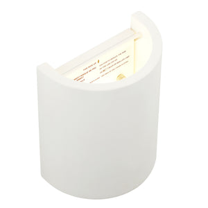 Ladee Wall Sconce in white, featuring an illuminated interior and curved design.