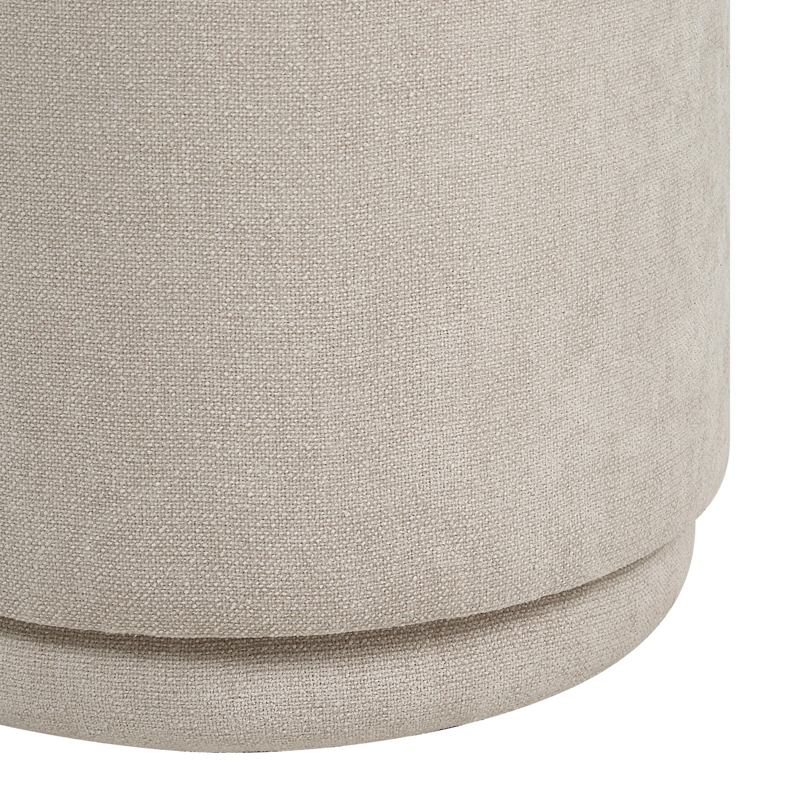 Persea stool in light beige fabric with a round top and smooth finish.