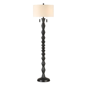 Phyllis floor lamp featuring a black base and cream shade, standing upright