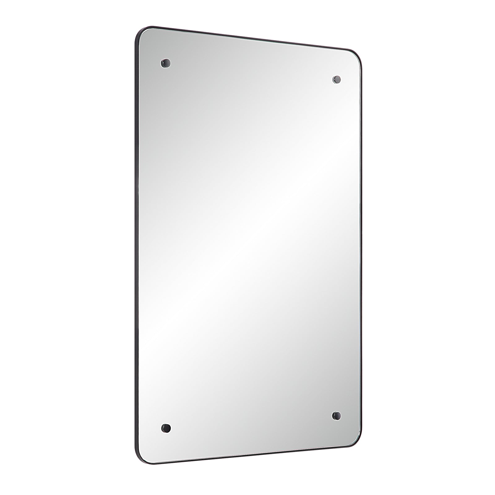 Aine Wall Mirror with a sleek rectangular design and black border, front view.