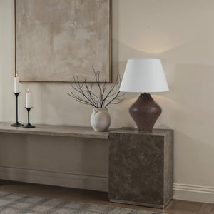 Pontia Table Lamp displayed on a modern console table with decor