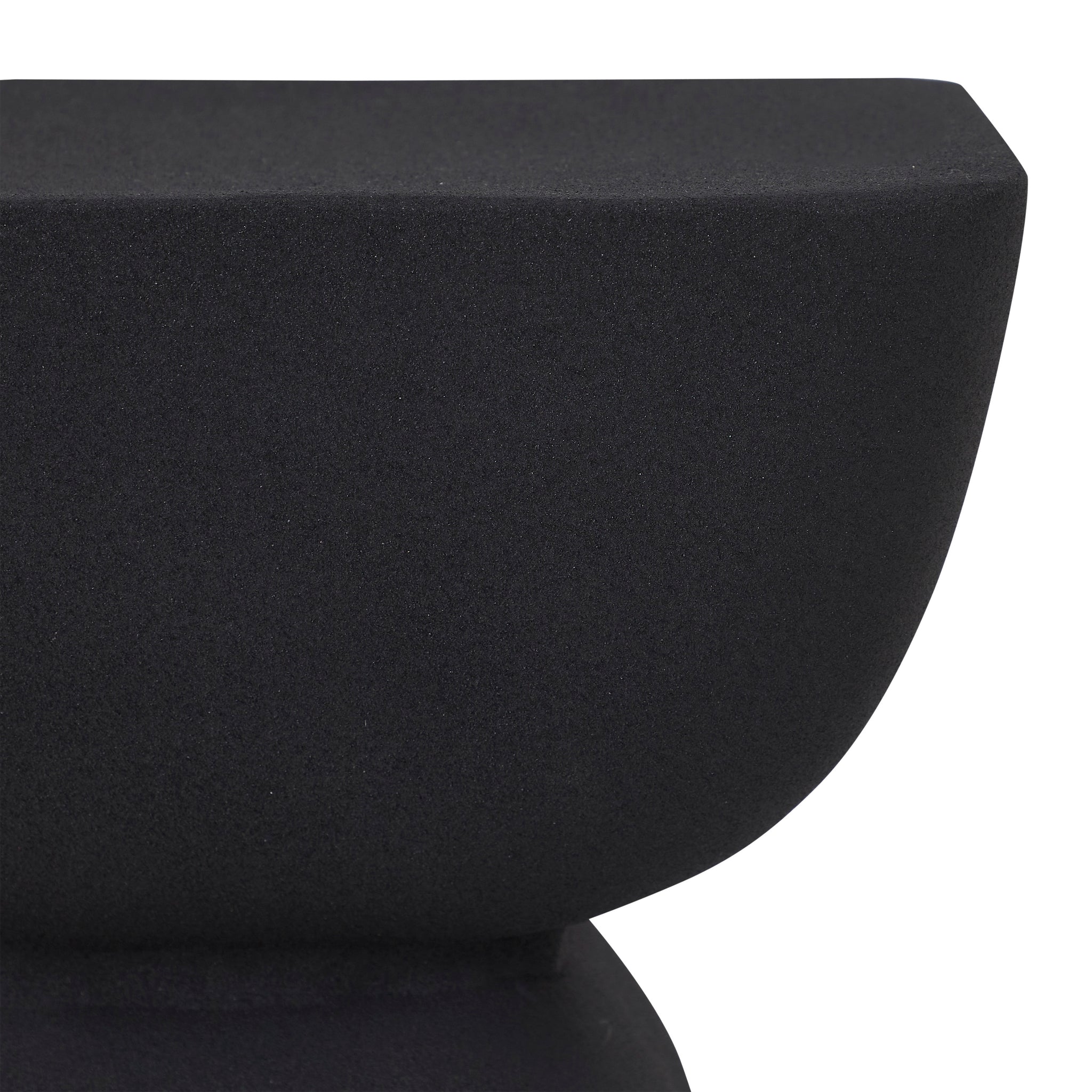 Close-up of Frans Outdoor Side Table in black, highlighting the smooth surface and shape.