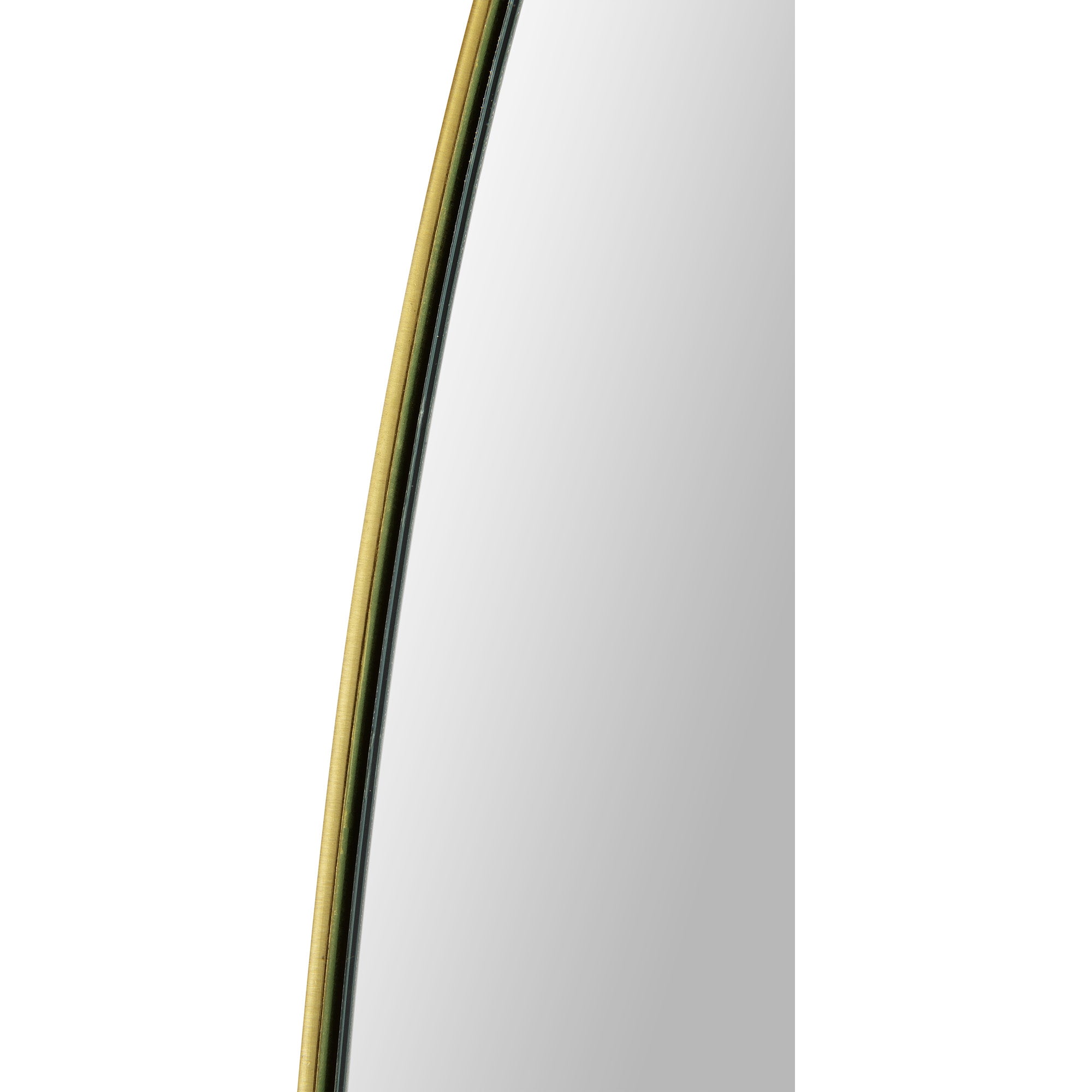 Close-up of the Gallegos Wall Mirror showcasing its gold trim and smooth surface.