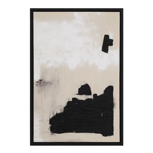 Asia Canvas Art by Renwil featuring abstract black and white design on beige canvas.