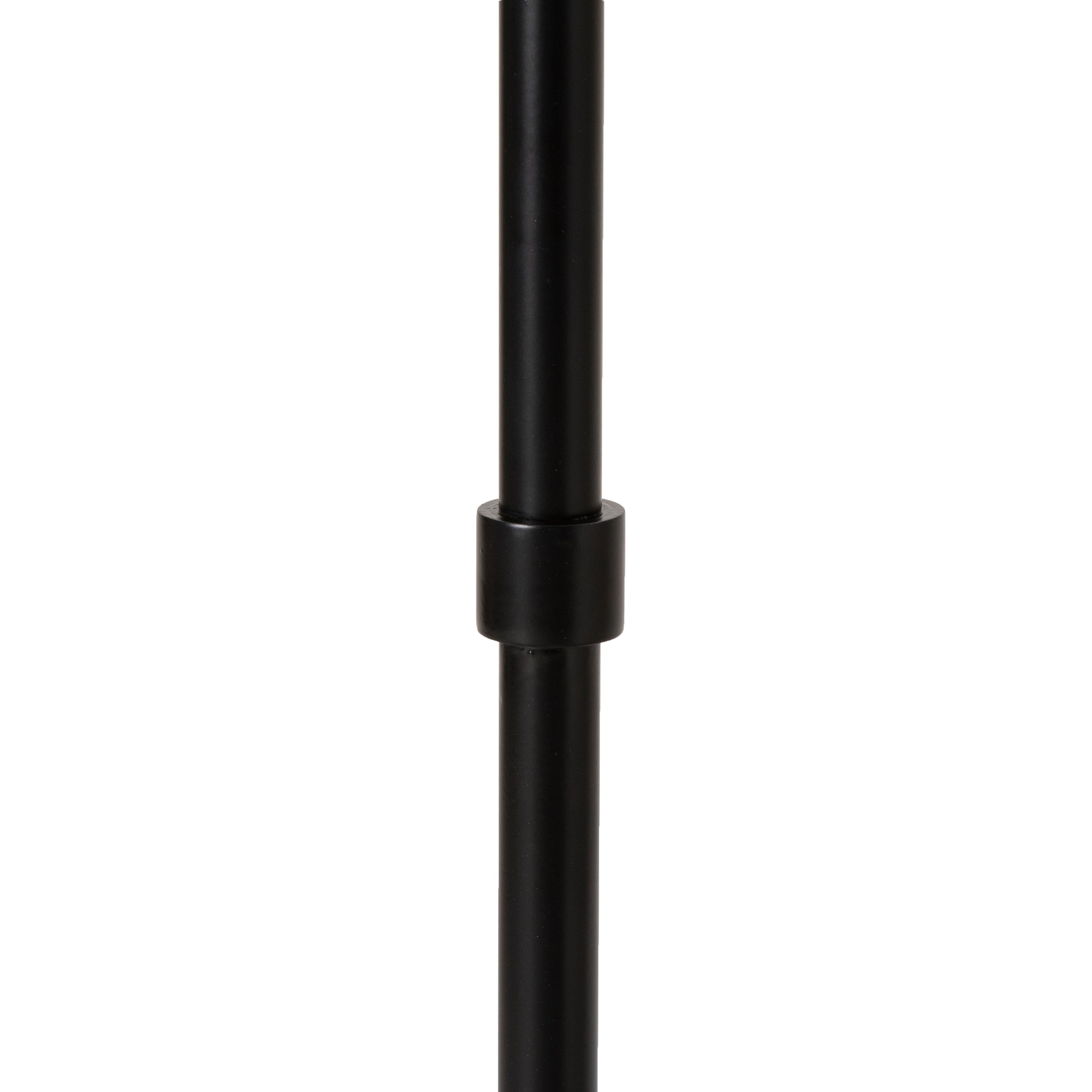 Close-up of Ruslur floor lamp's black metal pole with a decorative joint.