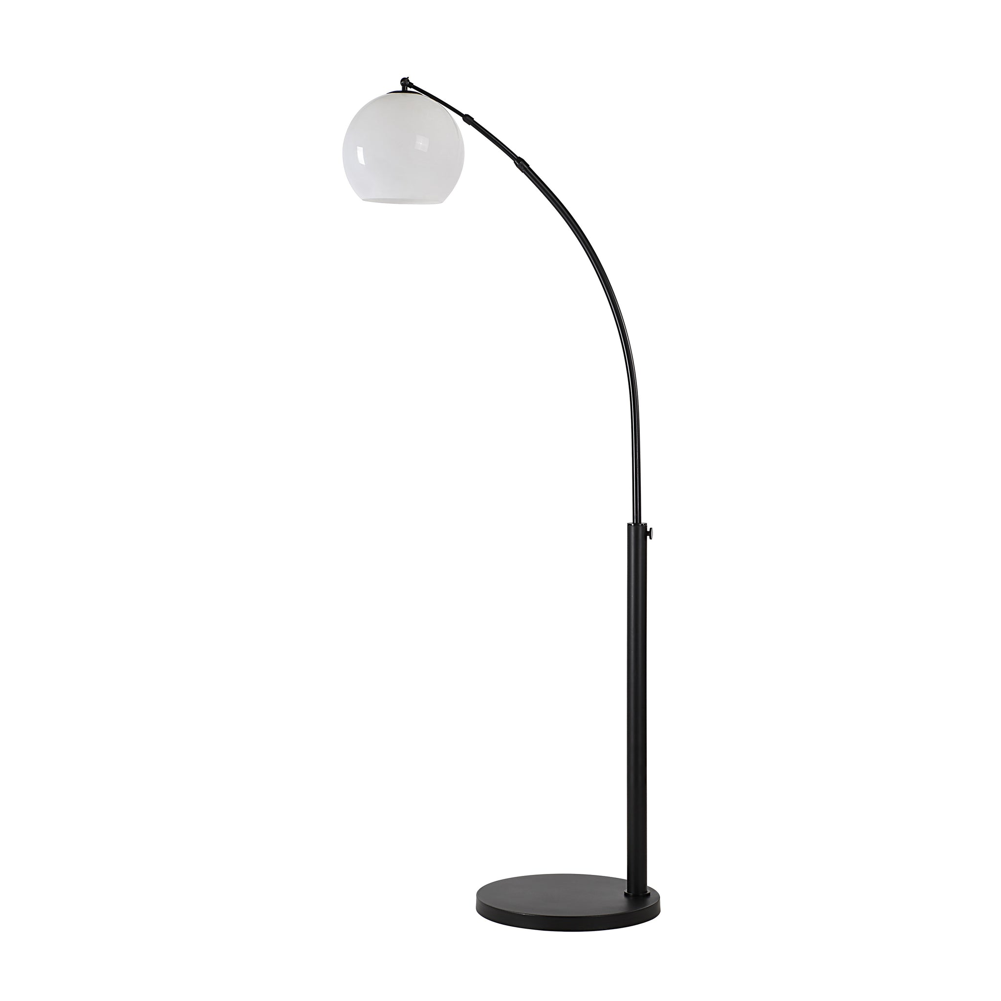 Pura Floor Lamp by Renwil, elegant black design with a white globe shade, modern style