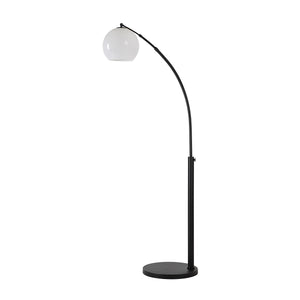 Pura Floor Lamp by Renwil, elegant black design with a white globe shade, modern style
