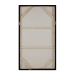 Back view of Trofa canvas art, showing the frame and wooden support structure.