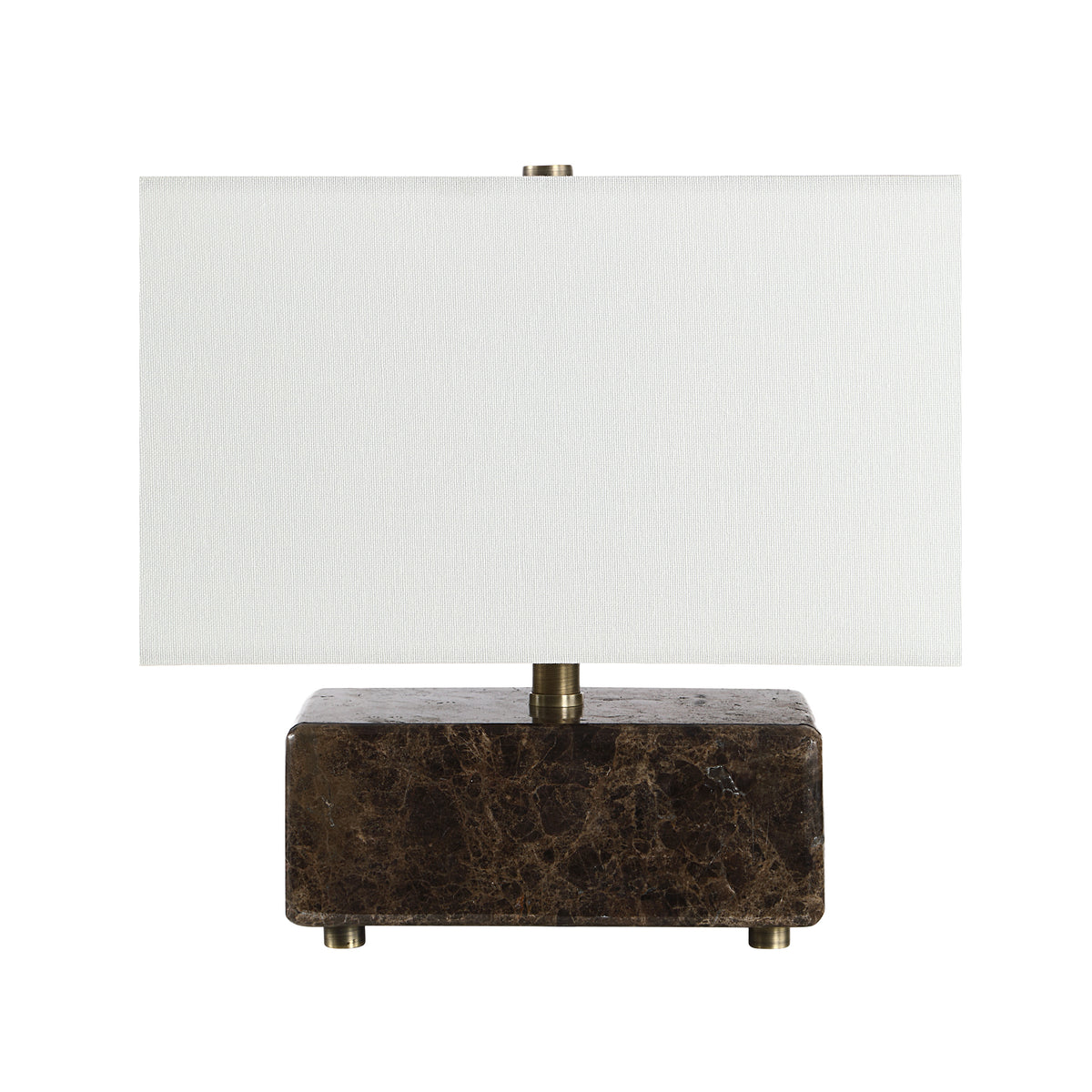 Cabo table lamp with a white fabric shade and a dark marble base.