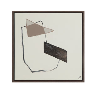 Lacadieu Canvas Art showcasing abstract shapes in beige and brown on a light background.