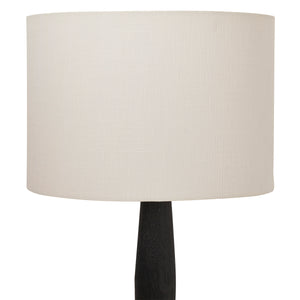 Close-up of Francine Floor Lamp's white fabric shade and black base