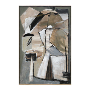 Pascal canvas art featuring abstract shapes in neutral tones with a textured finish.