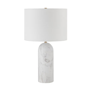 Beausoleil Table Lamp with a white fabric shade and a marble base