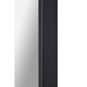 Keene Full Length Mirror featuring a sleek black frame with a reflective surface, angled view showcasing modern design.