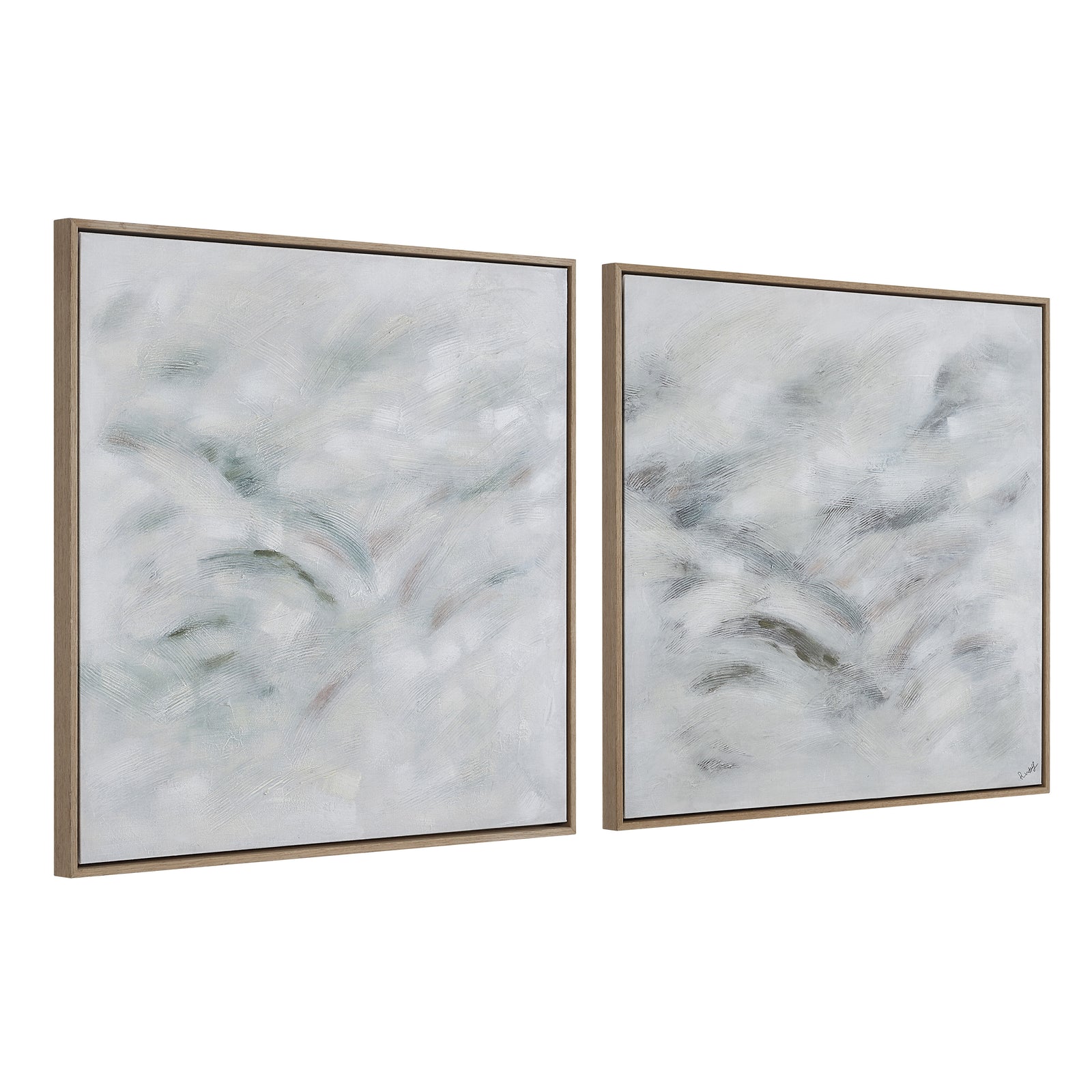 Becks canvas art by Renwil featuring abstract light gray and white patterns in two panels