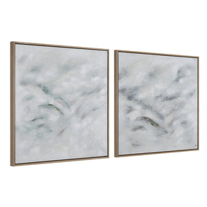 Becks canvas art by Renwil showing two abstract panels with soft gray and white tones