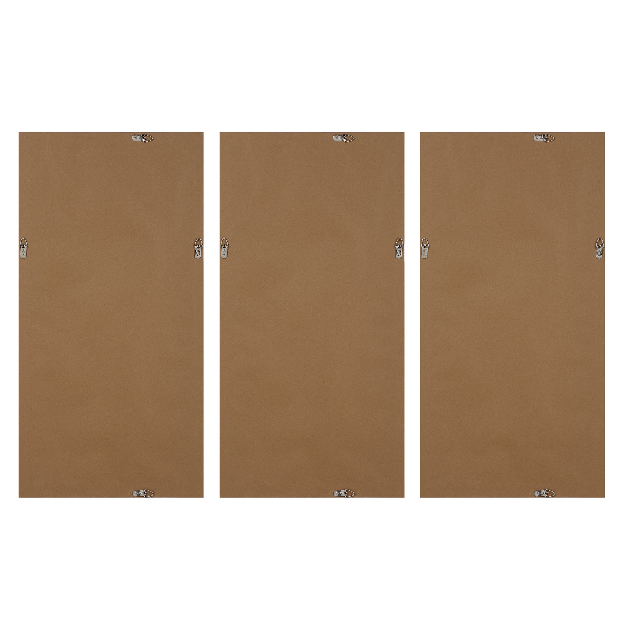 Back view of Lux canvas art showing brown backing on three panels