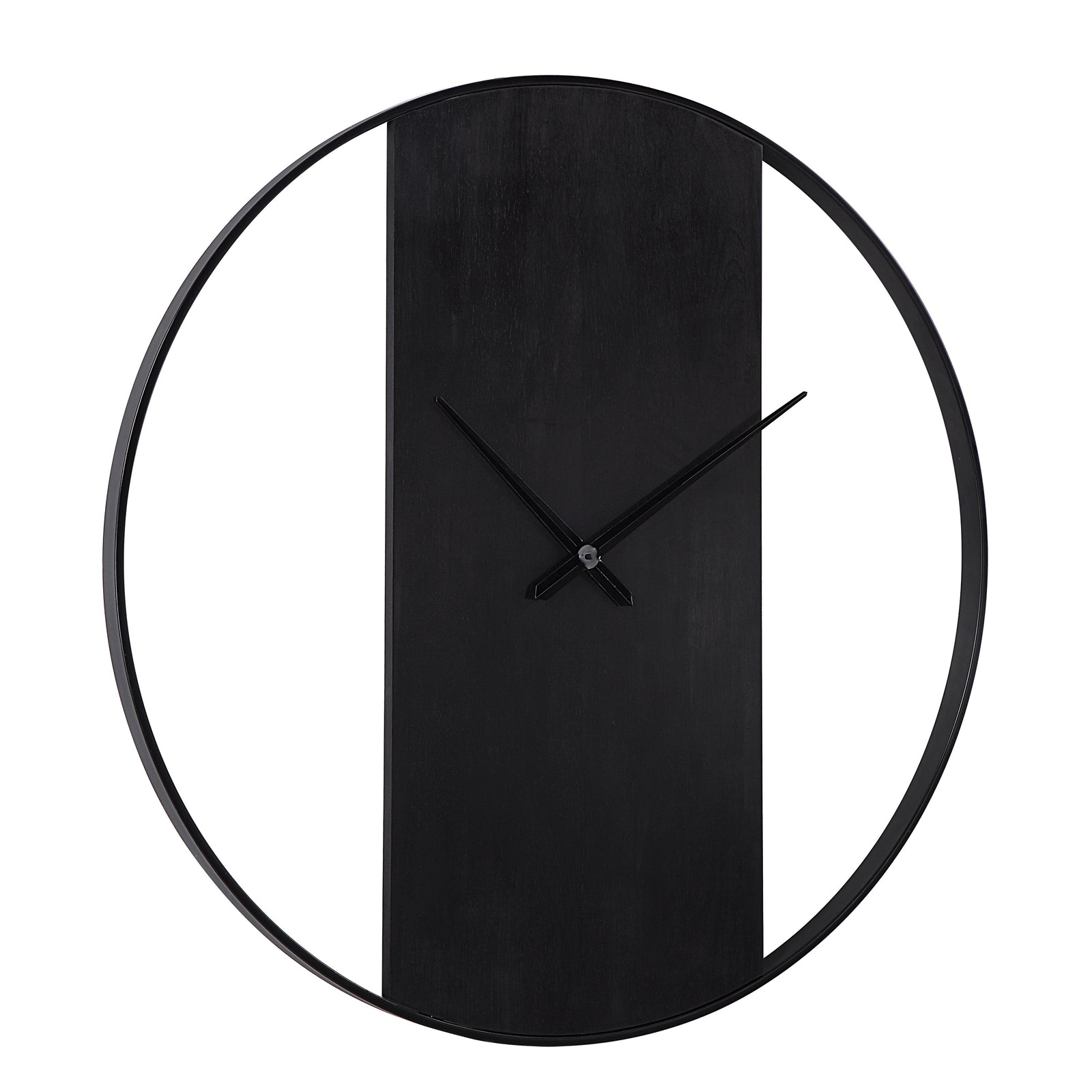 Romy Wall Clock featuring a black circular frame and minimalist design