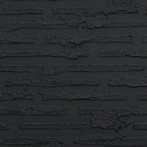 Close-up view of Kinetic canvas art by Renwil, showcasing its intricate black textured patterns.