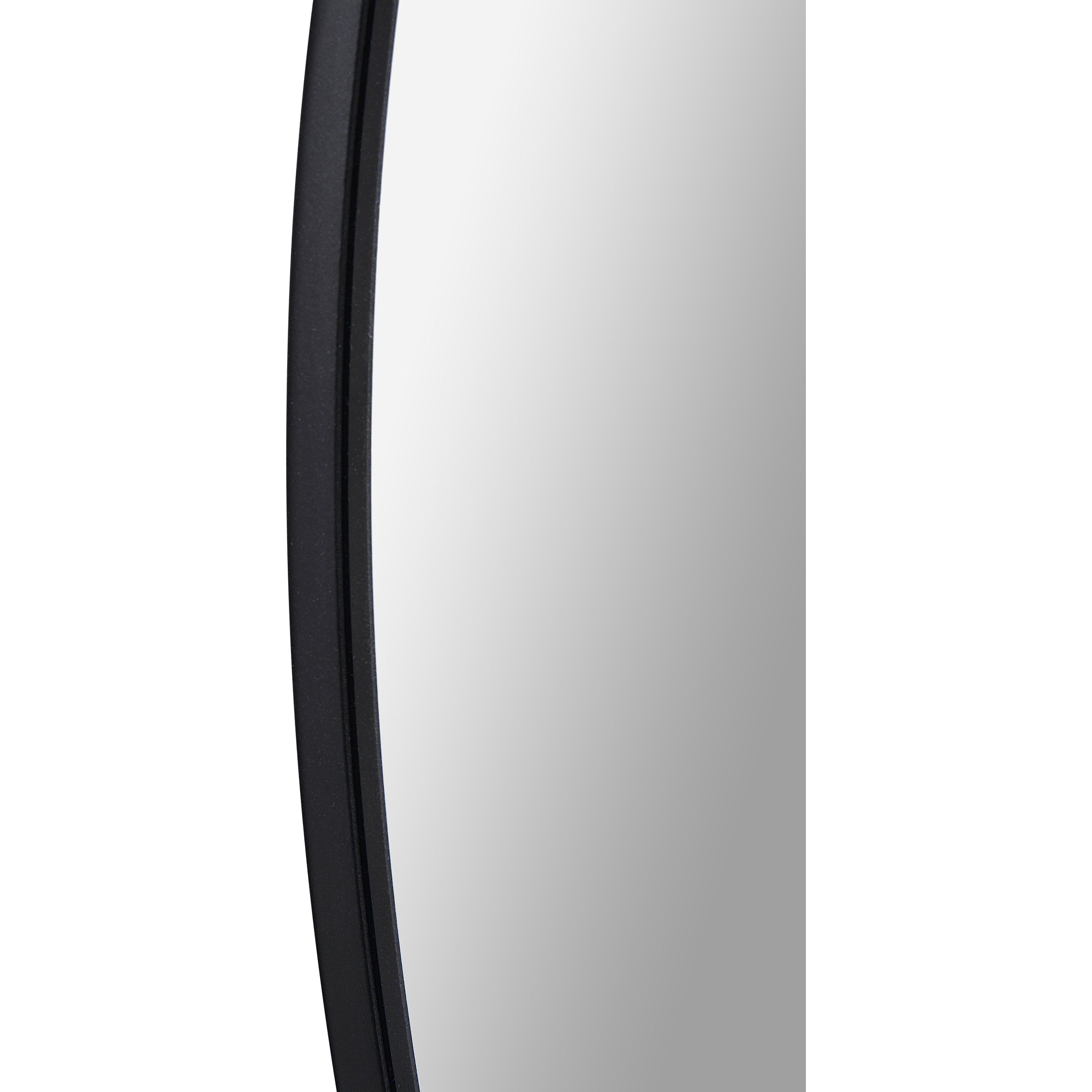 Close-up view of Claribel Wall Mirror, highlighting the black frame and smooth reflective surface.