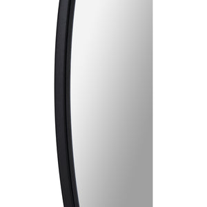 Close-up view of Claribel Wall Mirror, highlighting the black frame and smooth reflective surface.