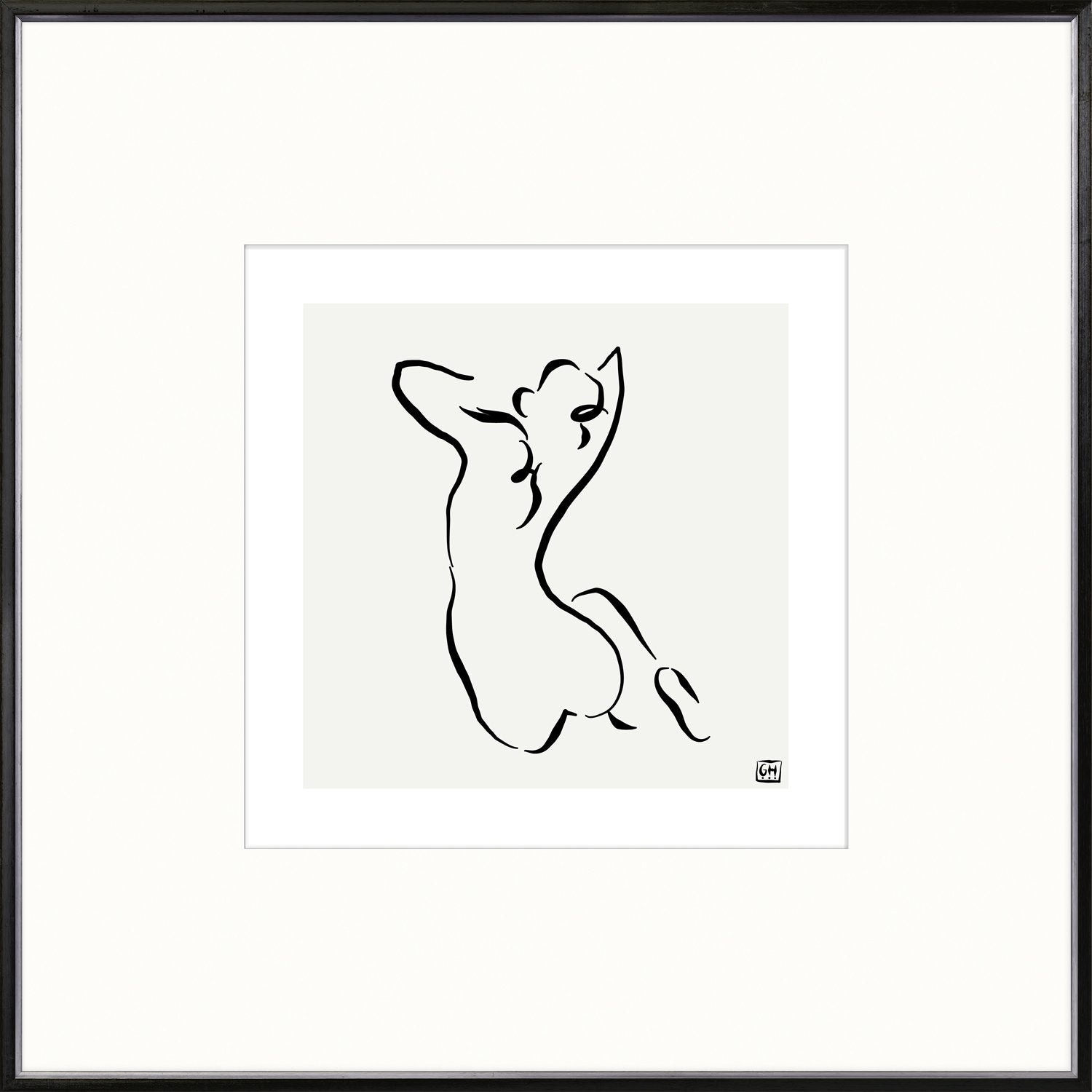 Femme Pose I - VI Bundle featuring six framed minimalist line art prints of abstract human figures on a light gray background.